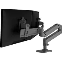 Ergotron Monitorarm LX Pro Dual Direct, für 2 Displays bis 27″, neig-/schwenk-/drehbar, höhenverstellbar, Tischhalterung, VESA, Metall, dunkelgrau