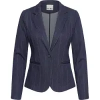 Ichi Blusenblazer "Damen Blazer IHKATE", Damen, Gr. M, blau (dunkelblau jacquard stripe), Obermaterial: 50% Viskose CV. 45% Polyester PES. 5% Elasthan EL., Blazer Blusenblazer