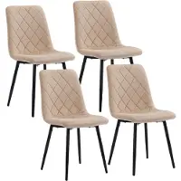 Relaxdays Esszimmerstuhl, 4er Set, Samt, Metallbeine, 120 kg, Wohnzimmer & Küche, gepolsterter Küchenstuhl, beige