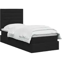vidaXL LED-Speicherbett mit Matratze Schwarz 90 x 200 cm Stoff