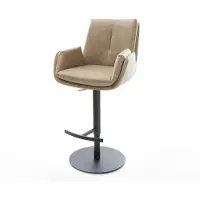 DELIFE Barstuhl Clea-Flex Mikrofaser Beige Vintage Drehfuß höhenverstellbar Metall Schwarz
