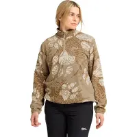 Jack Wolfskin Stehkragenpullover "PAW ERA 100 PRINT HZ W", Damen, Gr. M (38/40), beige (paw, hazelwood), Obermaterial: 100% POLYESTER, Pullover Stehkragenpullover, Fleecepullover, weich, komfortabel