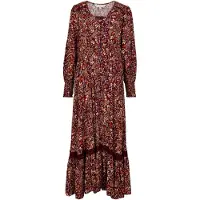Apricot Maxikleid "Paisley-Blumen-Kleid in langer Länge" mit Spitzendetails