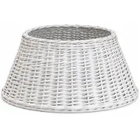 Spies Online Weißer Weihnachtsbaumkorb aus Rattan Ø56 x 22 cm – Geflochtener Weihnachtsbaumrock – Dekorativer Weihnachtsbaumkorb – Weiß