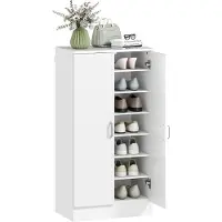 HOMCOM Schuhschrank in Weiß 55L x 35B x 108H cm | Gr.: onesize