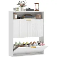 HOMCOM SCHUHSCHRANK Spanplatte MDF Weiß