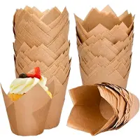 Semoic 120 Stück natürliche Tulpen-Cupcake-Förmchen zum Backen