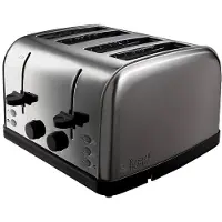 Russell Hobbs 4-Scheiben-Toaster mit gebürsteten Seiten (unabhängige Schlitze, hoher Hub, 7 Bräunungsstufen, 1500W, Edelstahl) 18790