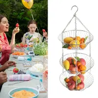 MaxPower Hängender Obstkorb, Eisenkunst, 3-lagige Körbe, Obsttablett, Abflusskorb, Haushalts-Obstschale, Aufbewahrungskorb