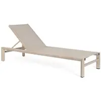 Bizzotto Gartenliege Skipper verstellbar - Textilene Hellbeige & Aluminium Natur mit Holz-Optik