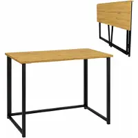 Begryf Klappbarer Schreibtisch aus MDF und Metall Eiche Schwarz 80 x 40 x 74 cm platzsparend