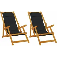 Markenlos 2er Set Faltbare Gartenstühle aus Akazie Massivholz 61,5 x 123 x 82 cm mit Neigungsfunktion und Kopfkissen Modernes Design Robust und Langlebig für Garten Terrasse Balkon und Outdoor