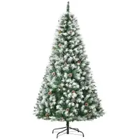 BellaFurn Künstlicher Weihnachtsbaum mit Schneezweigen und Zapfen | Farbe: Grün-Weiß | Abmessungen: 103x103x180 cm