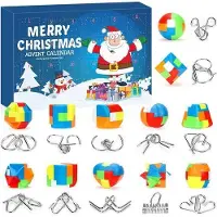 OEM Allestische Adventszeit - Kalender für Kinder | Weihnachtskalender mit 24 Rätseln | Fähigkeits-Spiele aus Metall und Kunststoff | Geeignet für Kinder | 24-faches Erfolgserlebnis