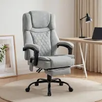 SUGIFT Bürostuhl mit Massagefunktion, Vibration & Wärme, Hochlehner Schreibtischstuhl, Polyester-Bezug, Grau | 77,5 x 69,5 x 126 cm | 20,7 kg | Fernbedienung