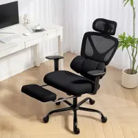 Sweiko Ergonomischer Bürostuhl mit Rollen, Netzstoff, Lendenstütze, Computerstuhl mit Armlehnen, verstellbare Kopfstütze