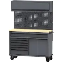 OEM Verrijdbare Werkbank 136 cm mit 7 Schubladen und Oberkast (Grau)
