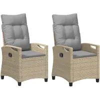 Markenlos Xhnifnb Gartenstühle im 2er-Set, beige-hellgrau, 56x60x112 cm, klappbar, mit verstellbarer Rückenlehne, Stahl und Polyester, für Garten, Terrasse und Balkon