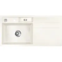 SYSTEMCERAM Flächenbündige Spüle BELA 100 F in MAGNOLIE - Becken links mit Excenterbedienung /