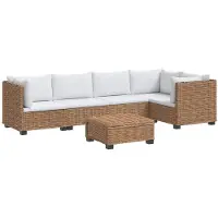 vidaXL 6 Stk. Rattan Lounge Set mit Kissen GENDT Naturrattan Natur