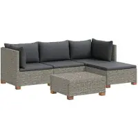 vidaXL 5 Stk. Rattan-Lounge-Set mit Kissen GENDT Naturrattan Kubu Grau