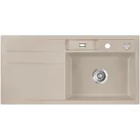 SYSTEMCERAM Flächenbündige Spüle BELA 100 F in FANGO - Becken rechts mit Excenterbedienung /