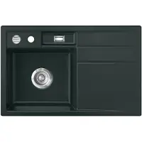 SYSTEMCERAM Flächenbündige Spüle BELA 78 F in EIBE - Becken links mit Excenterbedienung / / Keramikspüle