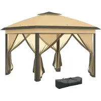 StarTech.com Gartenpavillon - Gazebo 330x330 cm - Höhenverstellbar - Stahlrahmen - Doppeldach - Moskitonetz-Seitenteile - Mit Tragetasche - Schokoladenbraun