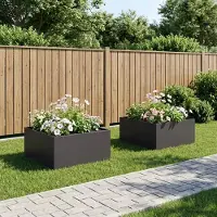 vidaXL Garten-Pflanzgefäß 2 stk. Schwarz 60 x 60 x 40 cm