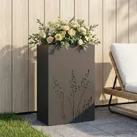 vidaXL Garten-Pflanzgefäß Schwarz 50 x 30 x 75 cm Kaltgewalzter Stahl