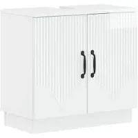 vidaXL Waschbeckenschrank HOORN Hochglanz Weiß 59,5 x 31,5 x 56 cm