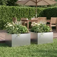 vidaXL Garten-Pflanzgefäß 2 stk. Silber 40 x 40 x 30 cm