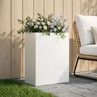 vidaXL Garten-Pflanzgefäß Weiß 40 x 20 x 50 cm Kaltgewalzter Stahl