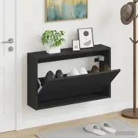 vidaXL Wandmontierter Schuhschrank ARNHEM 71 x 17 x 43 cm Schwarz