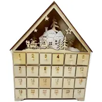Koop LED-Adventskalender Häuschen aus Holz, 23 × 30 × 5 cm