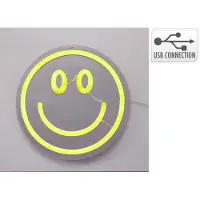 Koopman Neon Wanddekoration Smiley ¦ silber ¦ Glas ¦ Maße (cm): B: 22 H: 22 T: 2.0