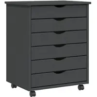Helloshop26 - Rollbarer Kleiderschrank mit Schubladen großer Stauraum 53 x 39 x 65,5 cm graues Kiefernholz