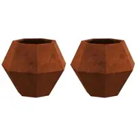 Helloshop26 - Set aus 2 rechteckigen Pflanzgefäßen im rustikalen Stil für den Außenbereich 50 x 50 x 40 cm aus rostigem Stahl