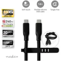 Nedis Silikon Ccgb64810bk10 Usb 3.2 Gen 2 Kabel Usb-c M-usb-c M 8k Bei 20 Gb/s Vernickelt 1 M 240w 30hz