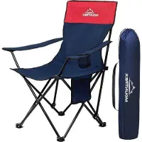 Famanu Faltbarer Campingstuhl bis 120 kg mit verstellbarer Armlehne – kompakter und leichter Klappstuhl für Angler und Strandbesucher – blau