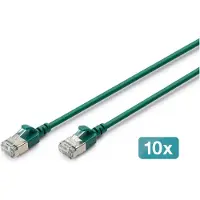 Digitus CAT 6A F-FTP Slim Patchkabel, Kupfer, LSZH AWG 32/7, Länge 1,5 m, Grün, 10 Stk.