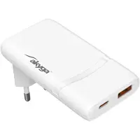 Akyga USB Ladegerät 65 W USB-C, USB-A Weiß, Auto, AC, Weiß