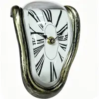 Relaxdays Tischuhr, Salvador Dali, für Tisch- & Regalkanten, gebogenes Design, batteriebetrieben, Regaluhr, bronze