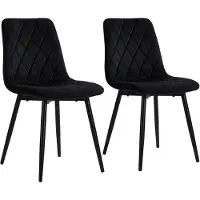 Relaxdays Esszimmerstuhl, 2er Set, Samt, Metallbeine, 120 kg, Wohnzimmer & Küche, gepolsterter Küchenstuhl, schwarz