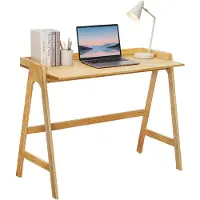 Relaxdays Schreibtisch, Holz, HxBxT: 81,5 x 107 x 48,5 cm, kleiner Arbeitstisch, Home Office Computertisch, natur