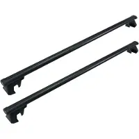 Relaxdays Dachträger, offene Reling, 135 cm, Spannweite 120 cm, Querträger, bis 180 kg, Dachgepäckträger, Alu, schwarz
