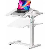 Relaxdays Stehpult, 67,5–102 cm höhenverstellbar, neigbar, unsichtbare Rollen, Home-Office, Laptoptisch, C-Form, weiß