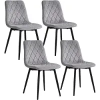 Relaxdays Esszimmerstuhl, 4er Set, Samt, Metallbeine, 120 kg, Wohnzimmer & Küche, gepolsterter Küchenstuhl, grau