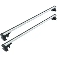 Relaxdays Dachträger, offene Reling, 135 cm, Spannweite 120 cm, Querträger, bis 180 kg, Dachgepäckträger, Alu, silber