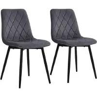 Relaxdays Esszimmerstuhl, 2er Set, Samt, Metallbeine, 120 kg, Wohnzimmer & Küche, gepolsterter Küchenstuhl, anthrazit